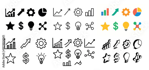 Colorful and monochrome business icons