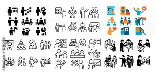 Business teamwork icon set collection