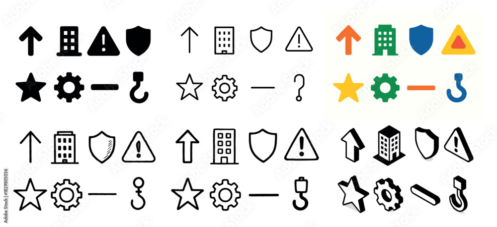 Fototapeta premium Diverse icon set with symbols and shapes