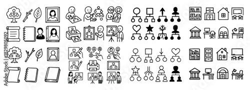 Simple icon set of people and objects