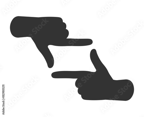 Silhouette of human hands making frame gesture. Vector illustration