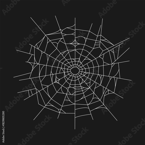 Hand drawn spider web on black background. Vector illustration