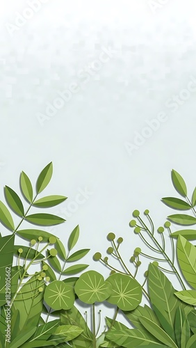 Green Plant Leaf Border Background