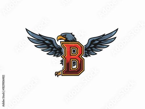 Eagle Crest Emblem A Bold Letter B with Majestic Eagle
