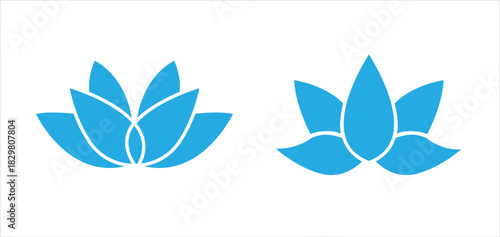 Set of lotus flower icons in various styles, Vector Illustration

