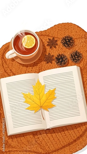 Cozy autumn reading scene