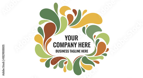 Vibrant Abstract Organic Fluid Shapes Frame in Green, Brown, and Yellow Hues