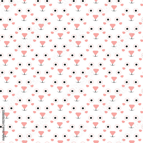 Abstract character face seamless pattern for packaging concepts and social media graphics