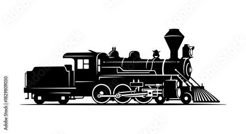 Vintage steam train vector illustration classic locomotive design isolated on white background