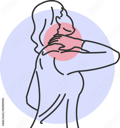 Woman with Shoulder Injury and Neck Tension