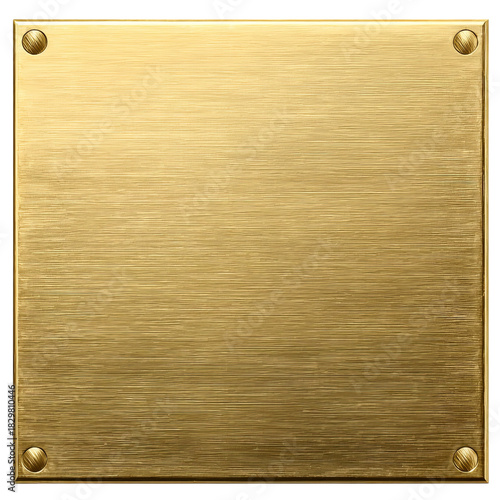 Brushed Brass Square Plate isolated on a transparent background