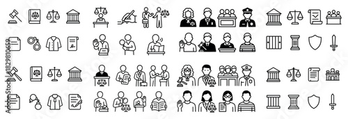 Legal icons collection - law, court, justice symbols