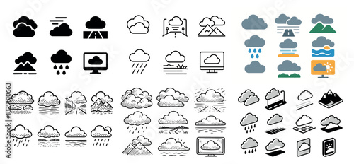 Diverse weather icons collection for forecast applications