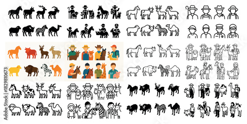 Diverse animal and people silhouette collection