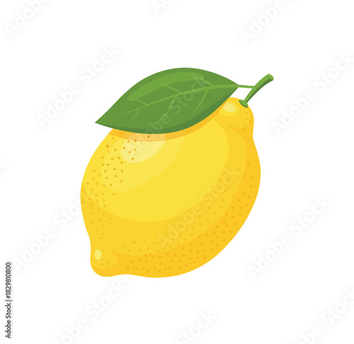 Fresh Yellow Lemon with Green Leaf