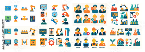 Industrial and technology icons collection