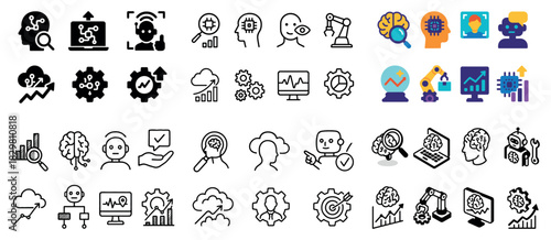 Ai and machine learning icon collection