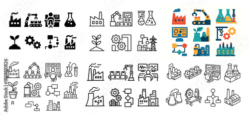 Industrial and scientific icon set collection