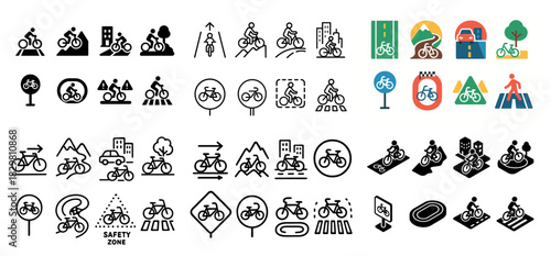 Bicycle road signs and symbols collection