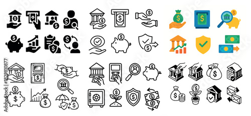 Finance icons collection for banking and savings