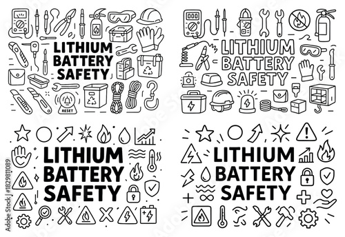 Lithium battery safety icons and tools guide