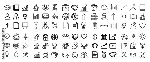 Variety of business and science icons