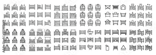 Variety of baby crib line art designs