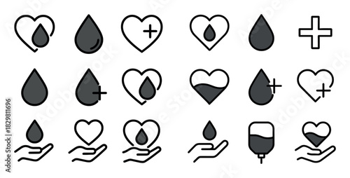 Minimalist Blood Donation Icons