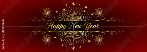 Happy new year fireworks, happy new year card