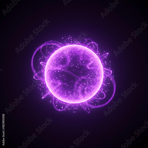 Wallpaper Mural A glowing, vibrant purple energy orb, emitting faint tendrils of light and surrounded by a halo of subtle particles. Torontodigital.ca
