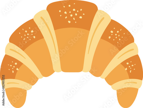 Simple Flat Vector Golden Brown Croissant Pastry Vector