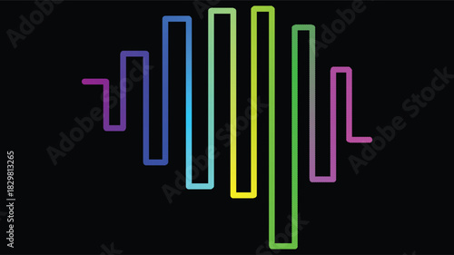 Vibrant audio spectrum display on black and white gradient background for music visuals or data analysis projects needing modern style.