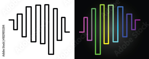 Vibrant audio spectrum display on black and white gradient background for music visuals or data analysis projects needing modern style.