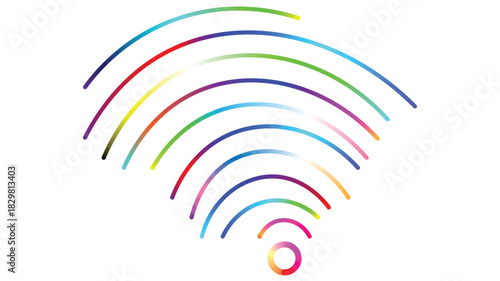 Modern wireless network signal with vibrant rainbow colors for stylish tech branding and innovative communication solutions - wifi connection.