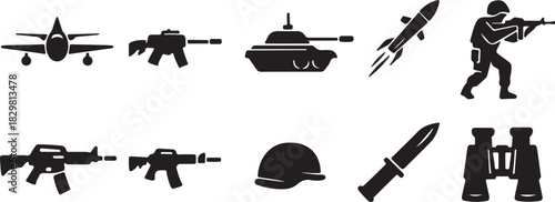 Modern weapons equipment vector art illustration