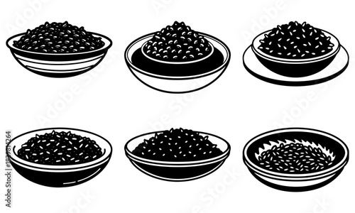 Elegant caviar bowls ready for gourmet dining, appealing to luxurious tastes, ideal for culinary projects and upscale restaurant promotions