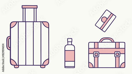 Clean flat vector set of travel accessories