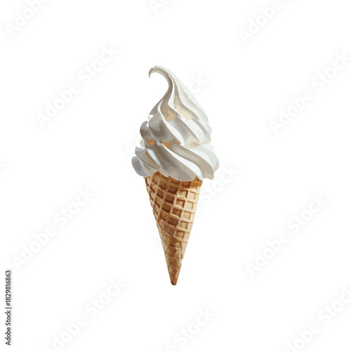 Delicious Ice Cream Cone on White Background A Refreshing Summer Treat