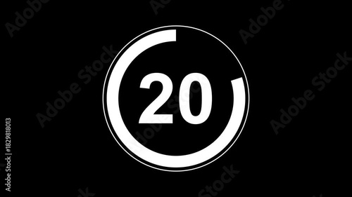 ultra hd 25 second countdown circle animation for overlays and video. Circle countdown timer 25 seconds animation from 25 to 0 seconds, countdown or special offers on promotional materials.