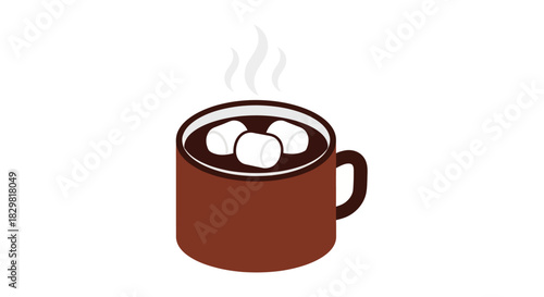 A steaming mug of delicious hot chocolate topped with fluffy marshmallows, a perfect warm winter beverage icon