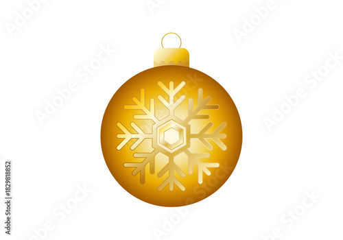 Bola de navidad, adorno navideño dorado con copo de nieve