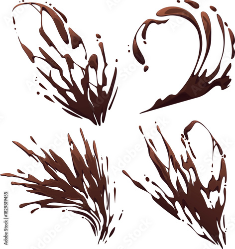 Different Types Chocolate Splashes  Vector Design