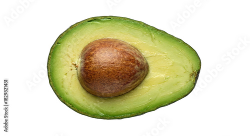 Halved avocado with seed showing tropical fruit healthy food diet ingredient isolated on transparent background