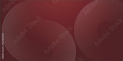 Abstract red glowing geometric lines on dark purple background. Modern shiny red circle lines pattern. Futuristic technology concept.