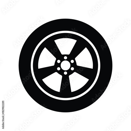 Car Wheel and Tire Icon - Vehicle, Automotive & Transportation