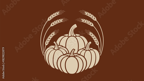Celebrate Autumn's Bounty with this Stylish Pumpkin and Wheat Design for Thanksgiving, Harvest Festivals, and Fall Decor projects, exuding warmth