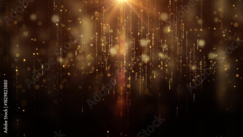 Dreamy Golden Lens Flare Winter Snowflake 4K Loop Motion Background with Soft Falling Crystal and Holiday Magic Glow