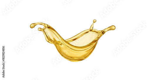 Golden liquid splash element creating dynamic flow isolated on transparent backdrop isolated on transparent background