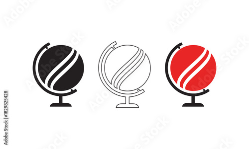 Globe Earth Sphere Icon Set | Travel, Education, and World Map Vector