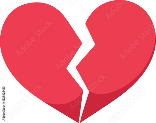 A broken heart illustration symbolizing heartbreak, loss, and emotional pain, isolated on